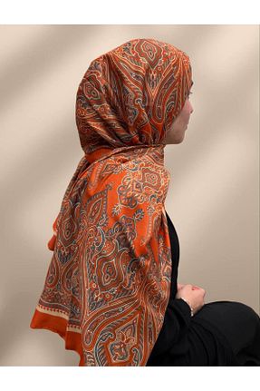 روسری نارنجی پلی استر efdal şal eşarp - کد 857594158