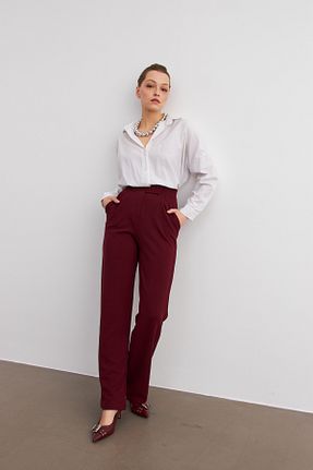 شلوار زرشکی زنانه پارچه Trendseninle - کد 929336102