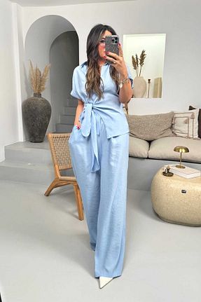 ست بالاتنه و پائین تنه آبی زنانه بافتنی Sohotique By P - کد 929212743