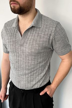 تیشرت طوسی مردانه اسلیم فیت VİP LOKAL - کد 815411311