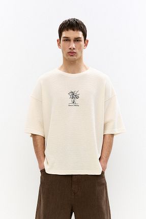 تیشرت سفید مردانه رگولار Pull & Bear - کد 929222420