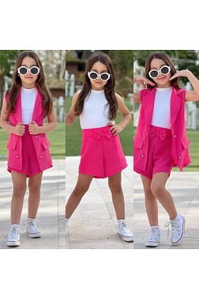 ست بالاتنه و پائین تنه صورتی بچه گانه بافتنی NFÇ KİDS - کد 929302820