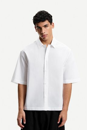 پیراهن سفید مردانه Boxy Bershka - کد 929227271