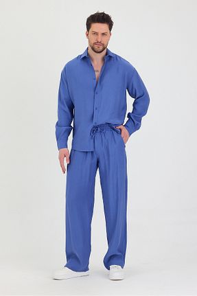 ست بالاتنه و پائین تنه آبی مردانه بافتنی Tarz Cool - کد 929228191