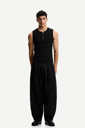 شلوار مشکی مردانه کتان Bershka - کد 929227625