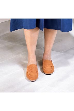 کفش لوفر نارنجی زنانه چرم خالص NEVE SHOES - کد 929303132