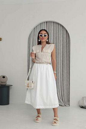 لباس سفید زنانه بافتنی QİMYA BUTİK - کد 929245014