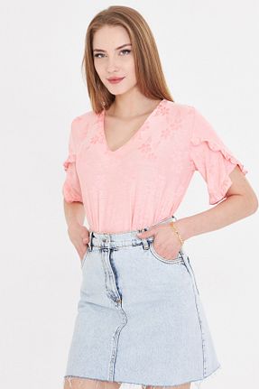 بلوز صورتی زنانه گلدار armonika - کد 929250744