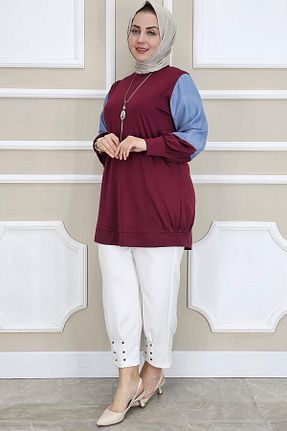 تونیک حجاب زرشکی زنانه پنبه ای PYS - کد 929245804