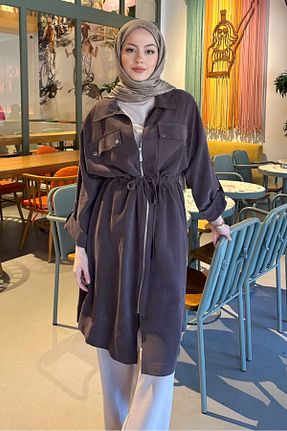 ترنچکت حجاب قهوه ای زنانه Ovn. - کد 929260552