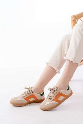 کفش اسنیکر بژ زنانه بند دار Aymood - کد 929273067