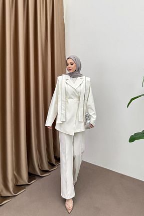 ست بالاتنه و پائین تنه نباتی زنانه بافتنی QUQA - کد 929260020