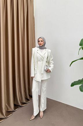 ست بالاتنه و پائین تنه نباتی زنانه بافتنی QUQA - کد 929260020