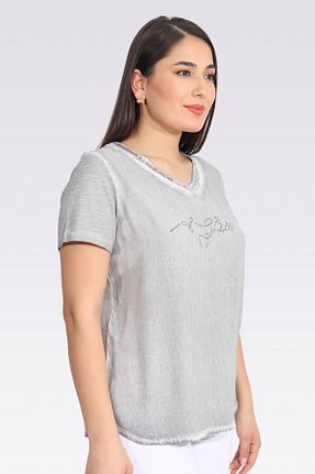بلوز طوسی زنانه بافت دار TOLGA SARAÇOĞLU - کد 929293070