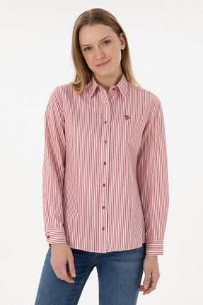 پیراهن زرشکی زنانه یقه پیراهنی U.S. Polo Assn. - کد 929275114