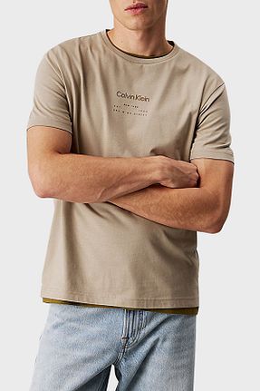تیشرت بژ مردانه رگولار Calvin Klein - کد 929479601