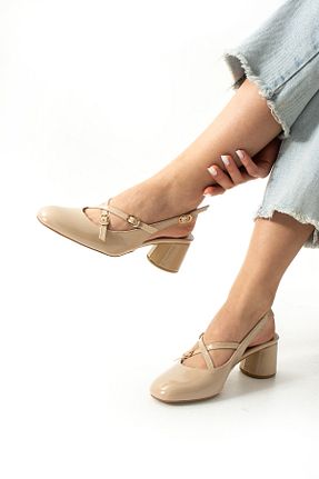 کفش پاشنه بلند کلاسیک بژ زنانه چرم مصنوعی Güllü Shoes - کد 929272023