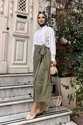 دامن حجاب خاکی زنانه رگولار Qenz - کد 823675260