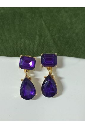 گوشواره جواهر بنفش زیرکن mos&more - کد 929300271