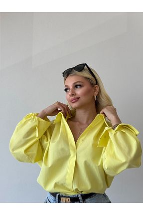 پیراهن زرد زنانه اورسایز FEHUBLOOM - کد 929336137