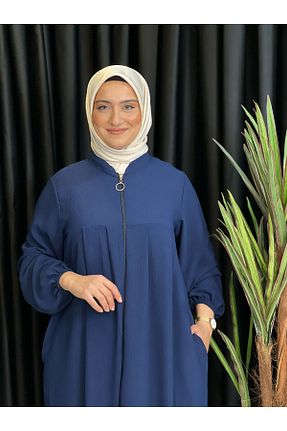 کلاه و ابایا سرمه ای زنانه پنبه ای Butik büyük beden - کد 929303780