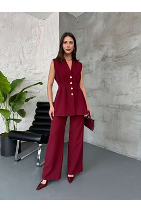 ست بالاتنه و پائین تنه زرشکی زنانه بافتنی Elif Özbey Butik - کد 929305675