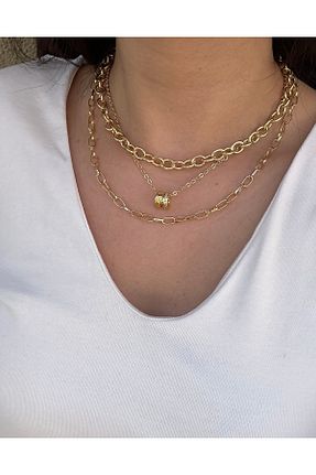 گردنبند استیل ( فولاد ) زرد زنانه استیل (فولاد) YENGEÇ - کد 929343153