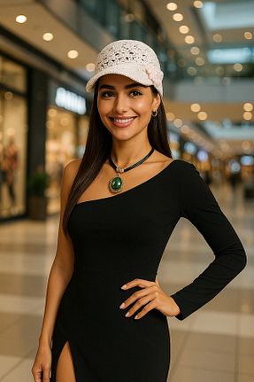 کلاه سفید زنانه حصیر drt tasarım - کد 929351396