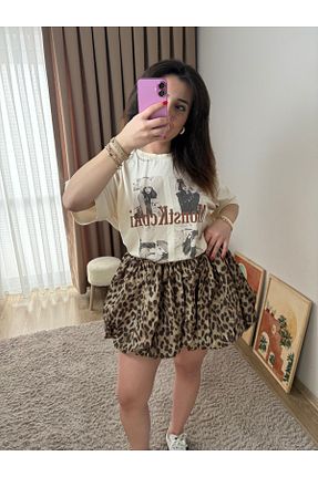 دامن قهوه ای زنانه ساتن MahraWear - کد 929349451