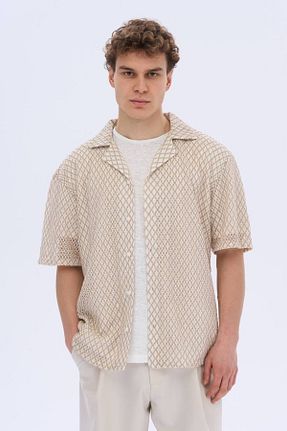 پیراهن بژ مردانه اورسایز İLKCET MODA - کد 929356337