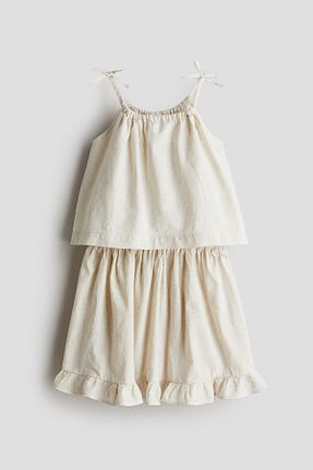 ست بالاتنه و پائین تنه بژ بچه گانه مخلوط کتان H&M - کد 929587588