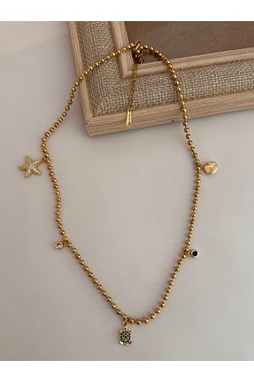 گردنبند استیل ( فولاد ) زرد زنانه استیل (فولاد) YENGEÇ - کد 929362122