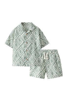 ست بالاتنه و پائین تنه سبز بچه گانه بافتنی Kiddykidstore - کد 929372005