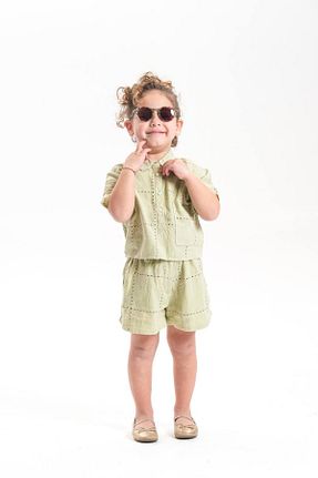 ست بالاتنه و پائین تنه سبز بچه گانه بافتنی Kiddykidstore - کد 929590986