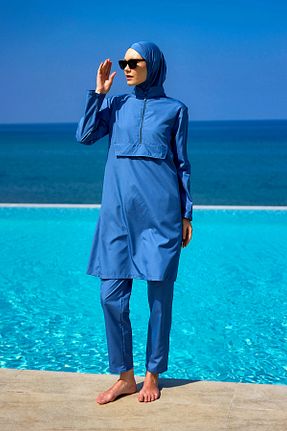 مایو حجاب سرمه ای زنانه ساده Riva Mera - کد 929402517