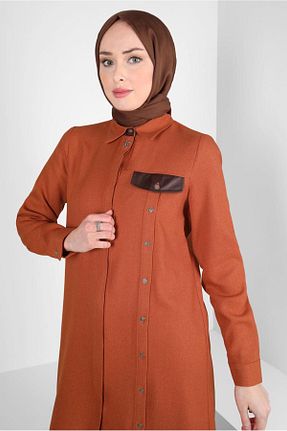 تونیک حجاب قهوه ای زنانه پلی استر Alvina - کد 792792360