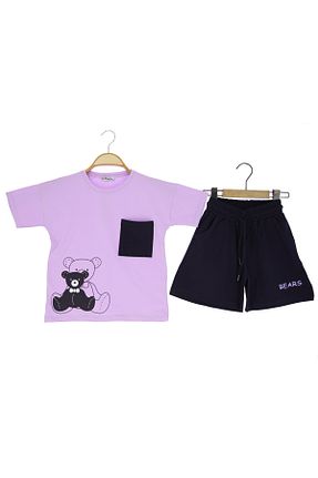 ست بالاتنه و پائین تنه بنفش بچه گانه جین CRASSİ - کد 929431134