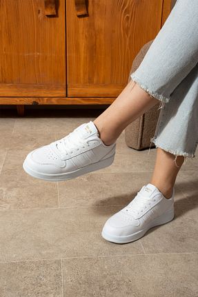 کفش اسنیکر سفید زنانه بند دار galya shoes - کد 797335635