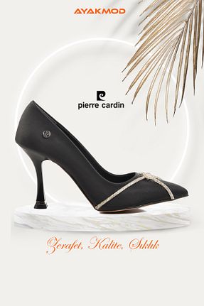 کفش پاشنه بلند کلاسیک مشکی زنانه پارچه ای Pierre Cardin - کد 877225662