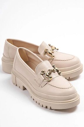 کفش لوفر بژ زنانه چرم مصنوعی diya shoes - کد 756461238