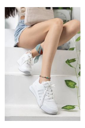 کفش اسنیکر سفید زنانه بند دار Pretty Girl - کد 929454048
