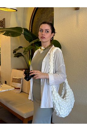 کیف دوشی سفید زنانه پارچه ای MUTE BAG - کد 929454770