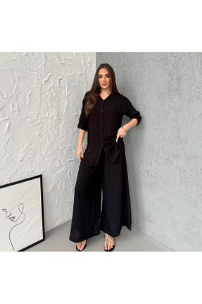 ست بالاتنه و پائین تنه سایز بزرگ مشکی زنانه بافتنی Anna Moda - کد 929616313