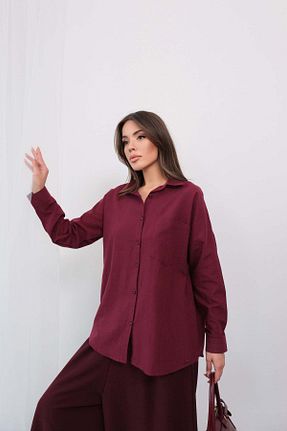 پیراهن زرشکی زنانه Relaxed Hatun Atila - کد 929477905