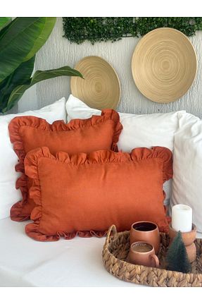 کوسن و روکش کوسن نارنجی مخمل Decamor home - کد 286319487