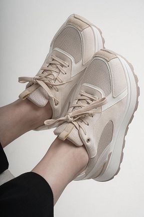 کفش اسنیکر بژ زنانه بند دار Stilbagshoes - کد 929496835