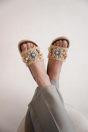 دمپائی بژ زنانه پاشنه تخت Guja - کد 929496936
