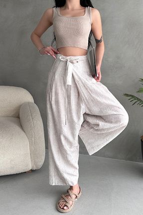 شلوار بژ زنانه کتان New Now - کد 929502962