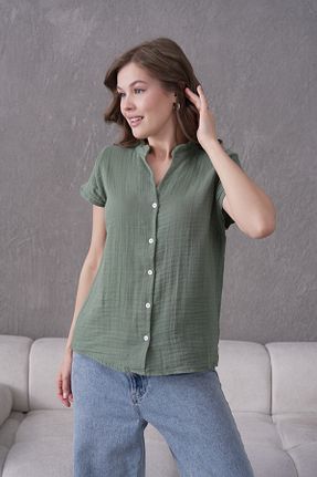 پیراهن خاکی زنانه رگولار MUZOTEX - کد 929508684