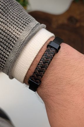 دستبند جواهر قهوه ای مردانه زیرکن cheetah quality - کد 930366010